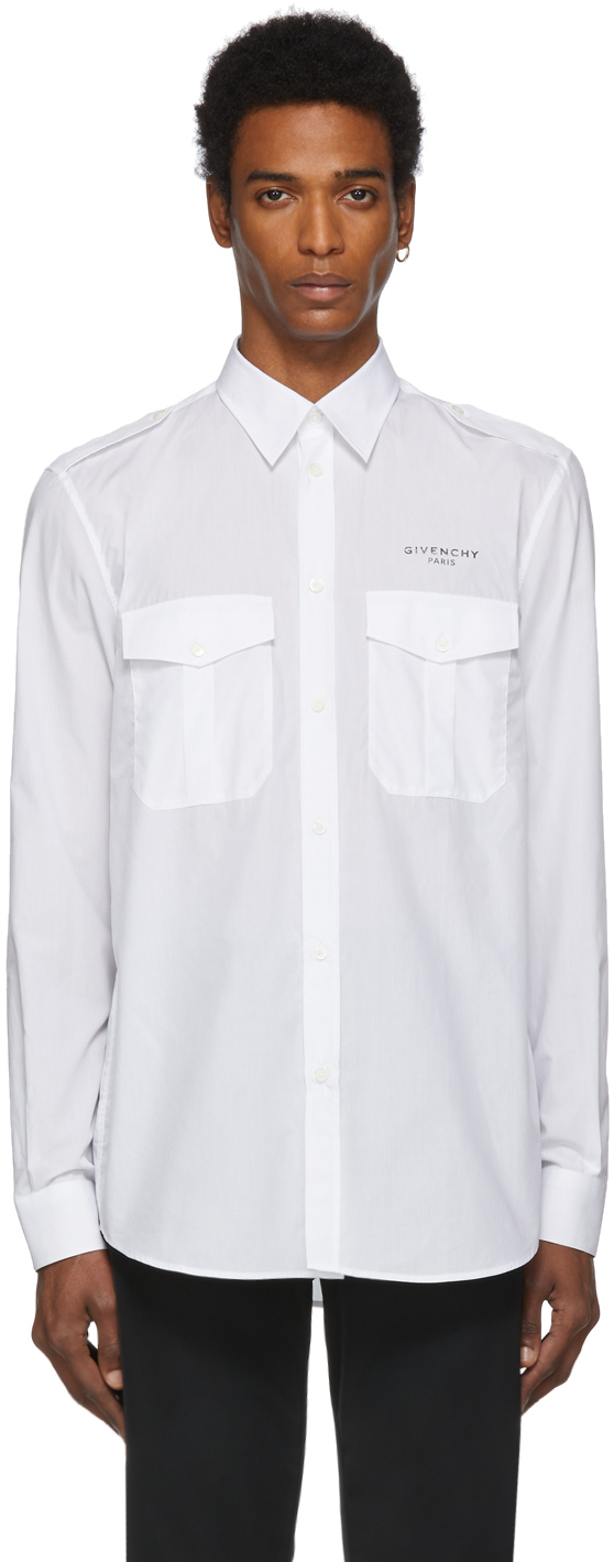 Givenchy: White Military Shirt | SSENSE