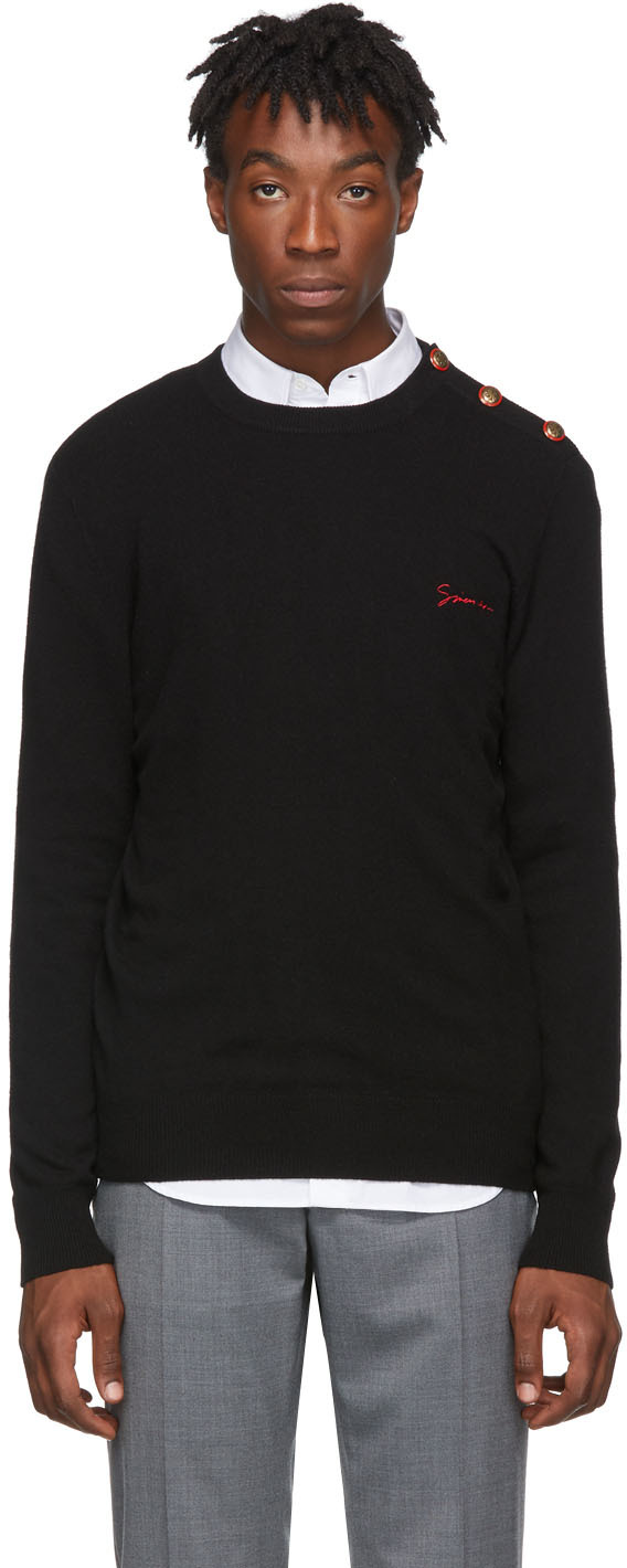 Givenchy: Black Cashmere Signature Logo Sweater | SSENSE UK