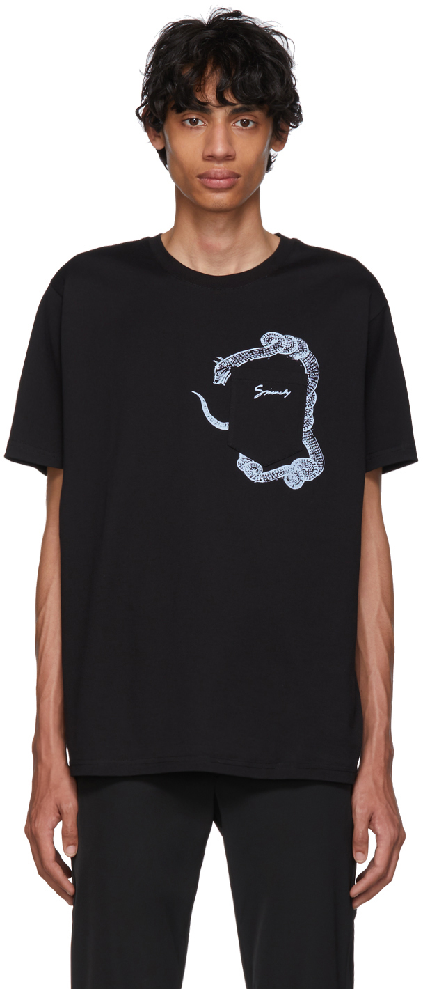 Givenchy: T-shirt noir Snake Pocket 
