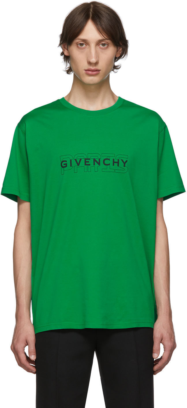 Givenchy: Green 'Givenchy Paris' T-Shirt | SSENSE Canada