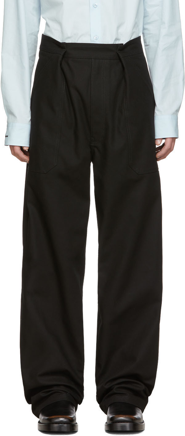 Raf Simons: Black Twill Wide Fit Trousers | SSENSE