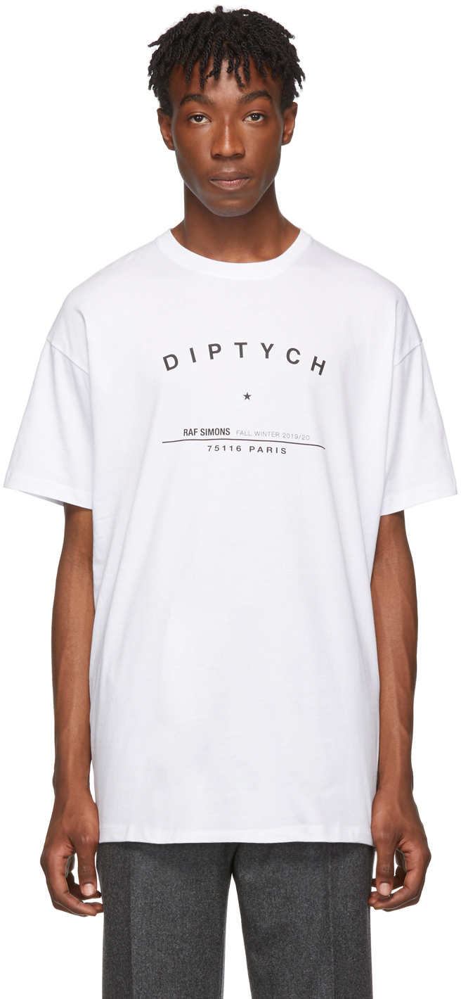 Raf Simons: White Big-Fit 'Diptych' T-Shirt | SSENSE