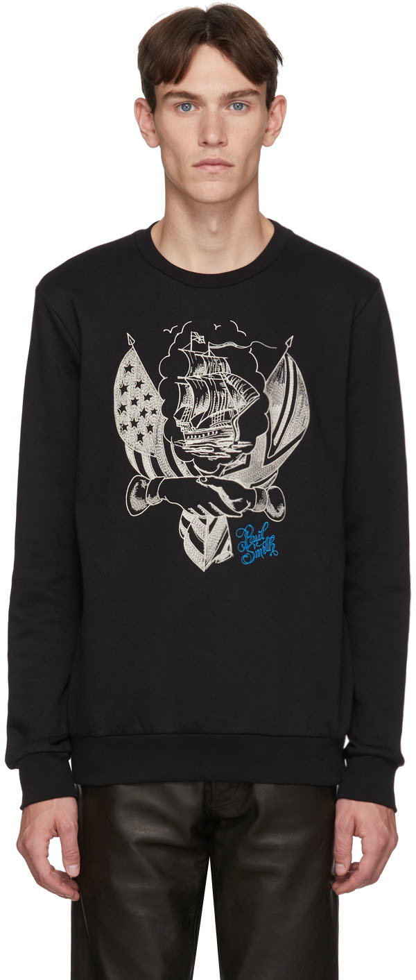 Paul Smith by Mark Mahoney: Black Ship Embroidered Sweatshirt | SSENSE