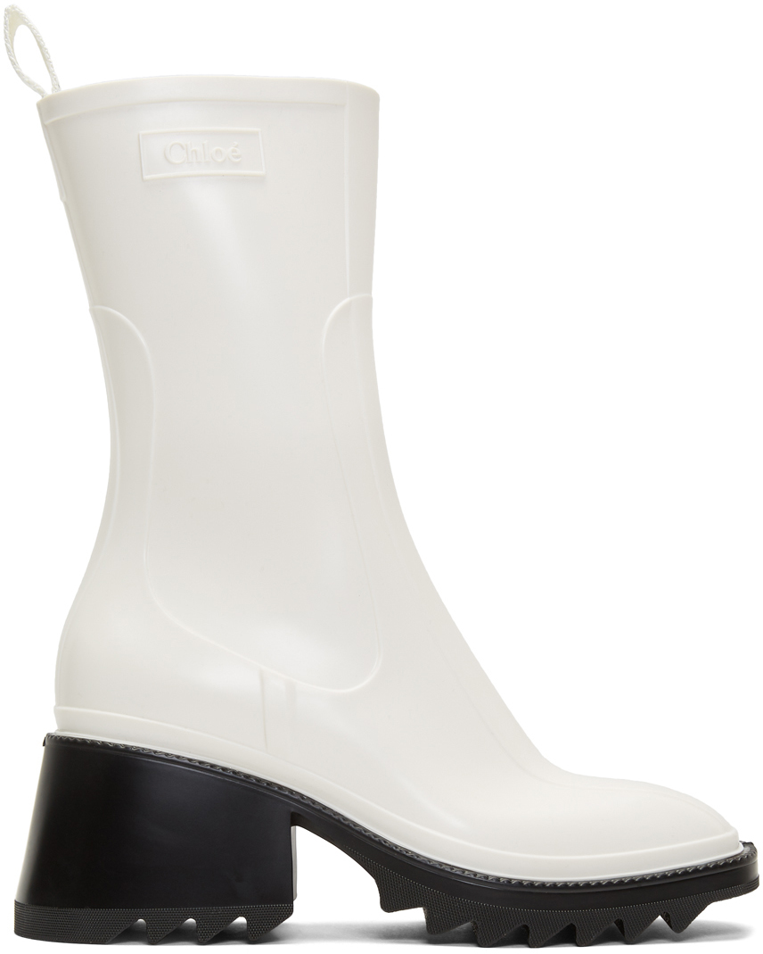 White Betty Rain Boots by Chloé on Sale