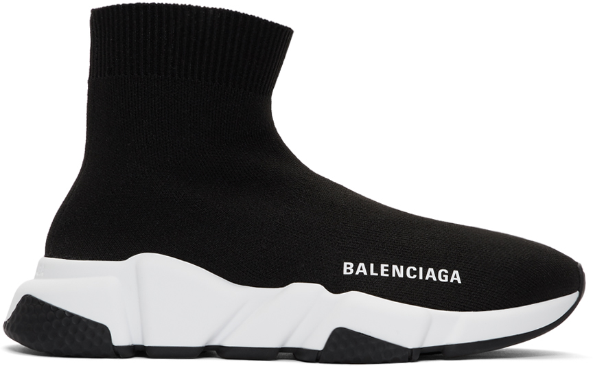 Balenciaga: Black & White Speed Sneakers | SSENSE Canada