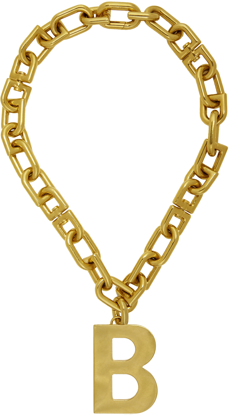 Balenciaga: Gold B Chain Necklace | SSENSE