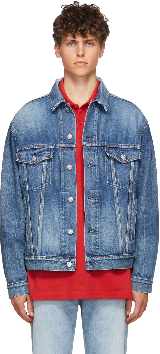 balenciaga blue denim logo jacket