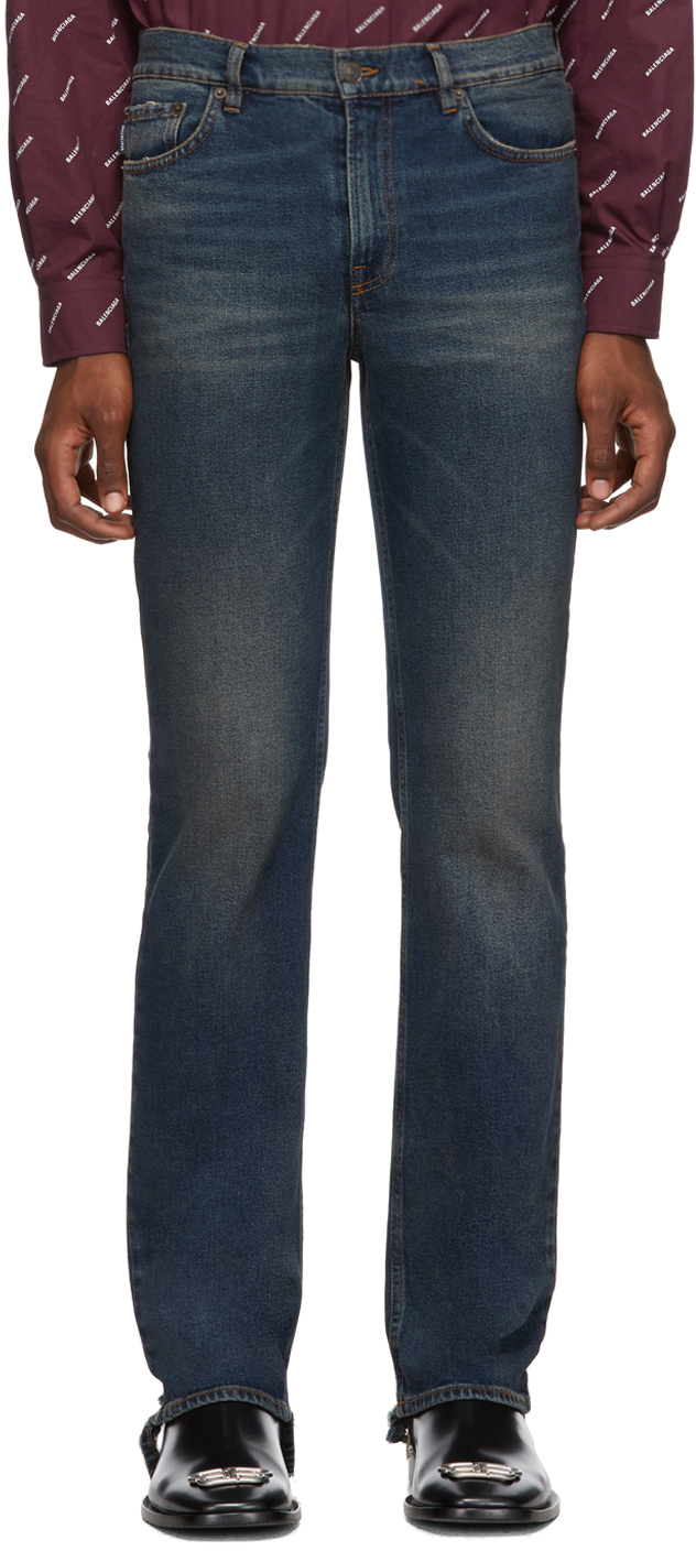 Balenciaga: Indigo Fitted 5-Pocket Jeans | SSENSE