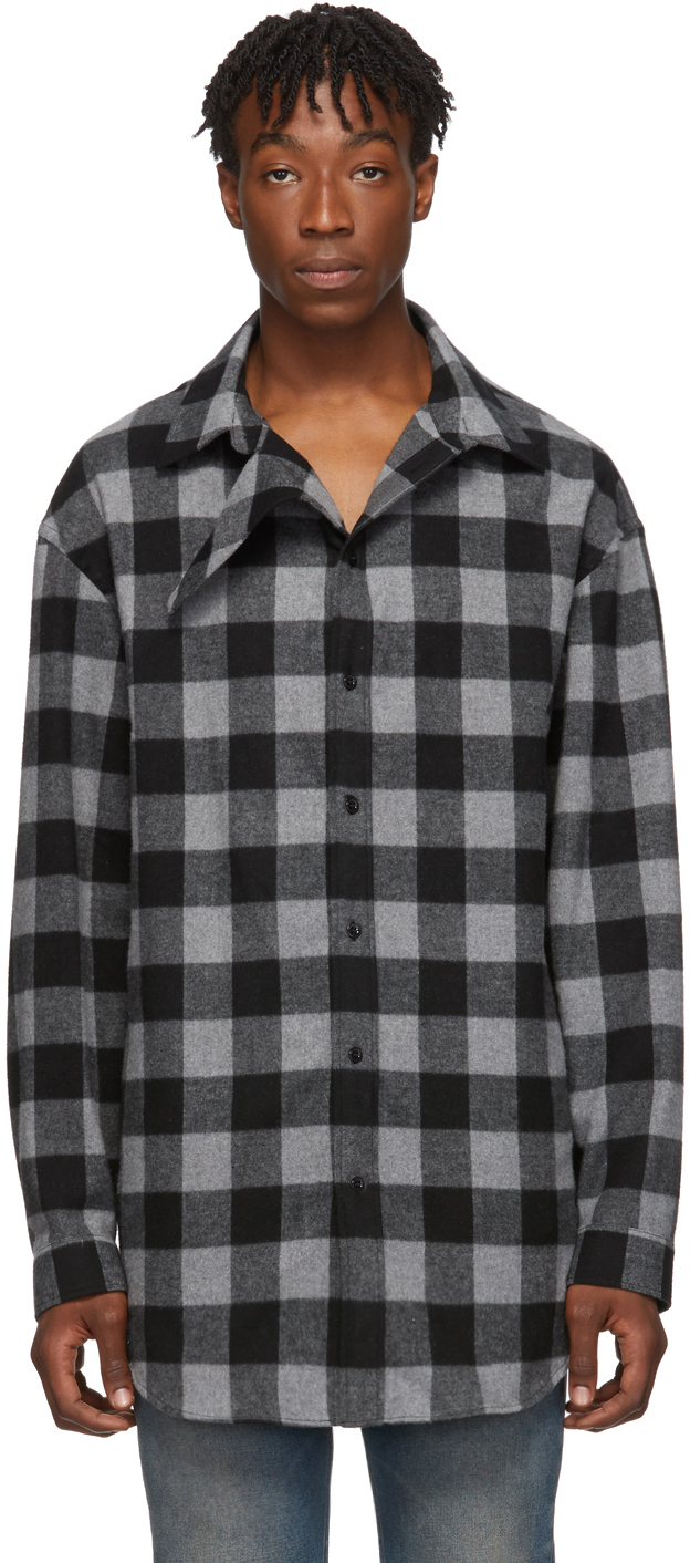 Black Flannel Flap Long Sleeve Shirt 