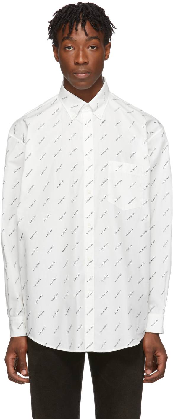 Balenciaga All Over Logo Shirt Online Sales, UP TO 57% OFF | www 