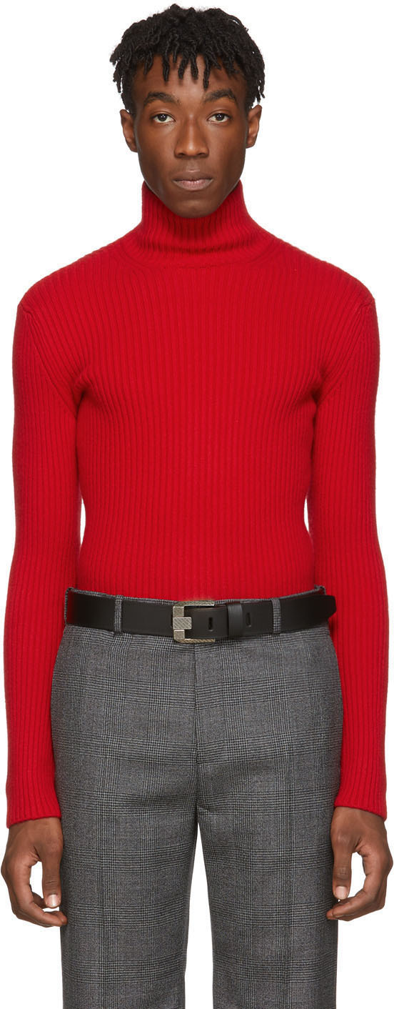 Balenciaga: Red Knit Turtleneck | SSENSE