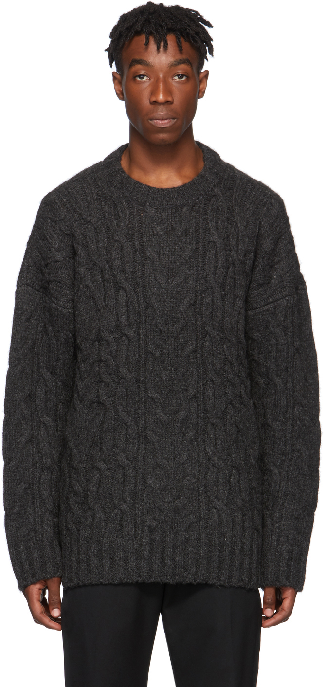 Juun.J: Grey Knit Crewneck Sweater | SSENSE