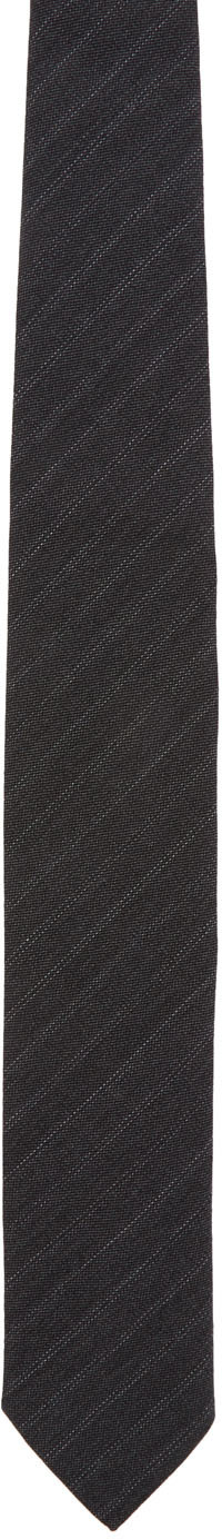 Dries Van Noten: Grey Striped Tie | SSENSE