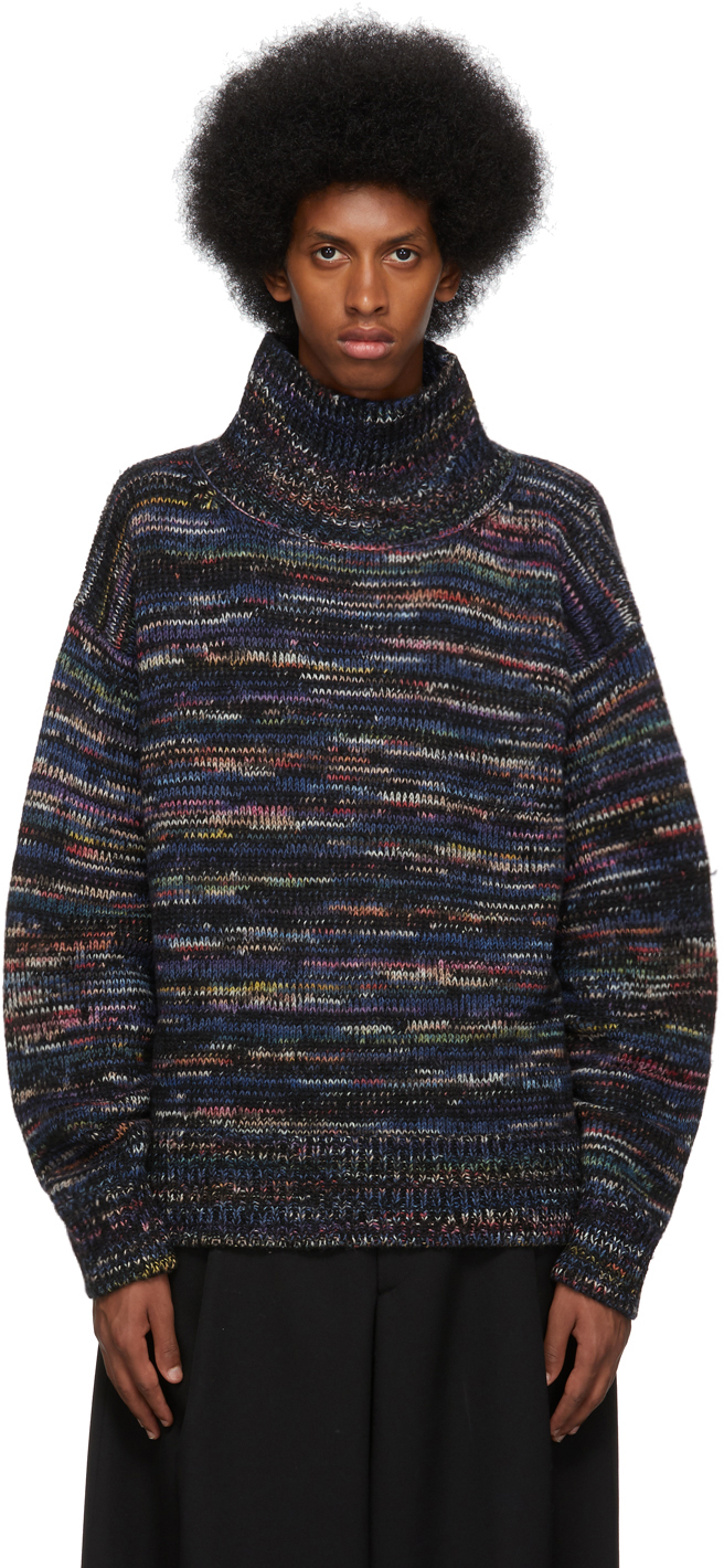 Dries Van Noten: Black Wool Marled Sweater | SSENSE UK