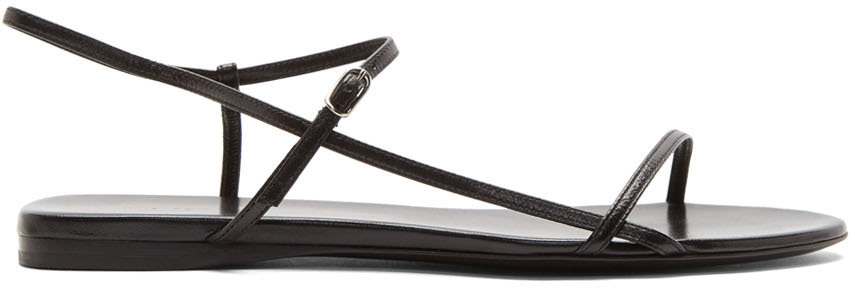 The Row: Black Bare Flat Sandals | SSENSE