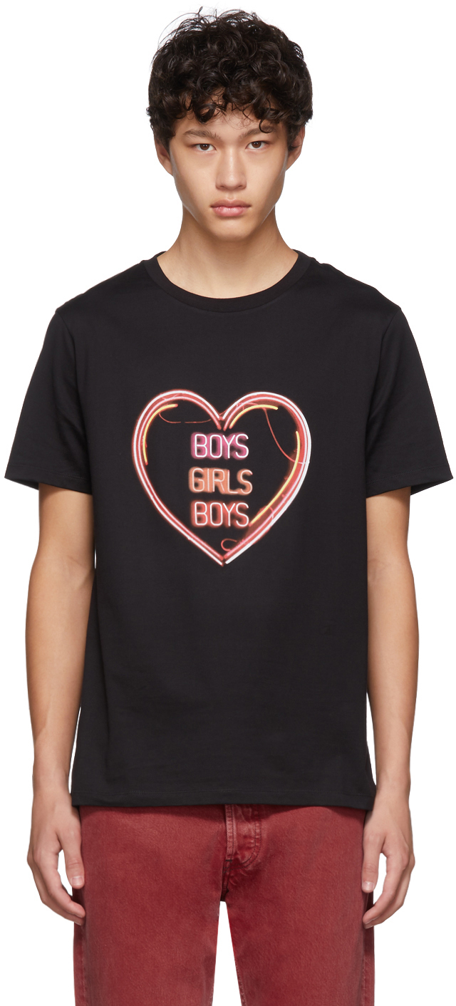 Neil Barrett: Black Oversized 'Boys Girls Boys' T-Shirt | SSENSE