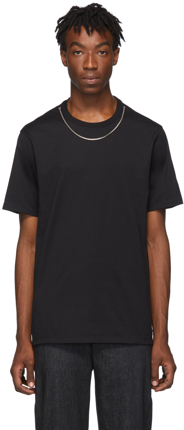 Neil Barrett: Black Travel Jersey Necklace T-Shirt | SSENSE
