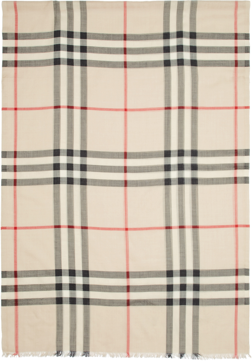Burberry: Beige Giant Check Scarf | SSENSE