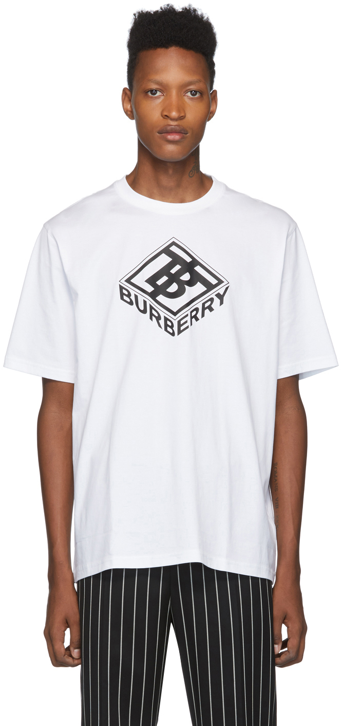 Burberry: White Logo Ellison T-Shirt | SSENSE