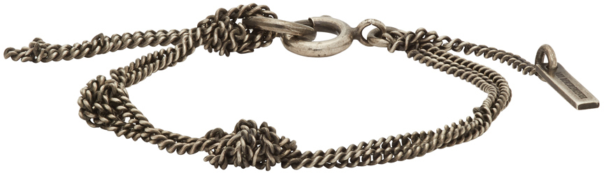 Ann Demeulemeester: Silver Chain Knot Bracelet SSENSE Canada