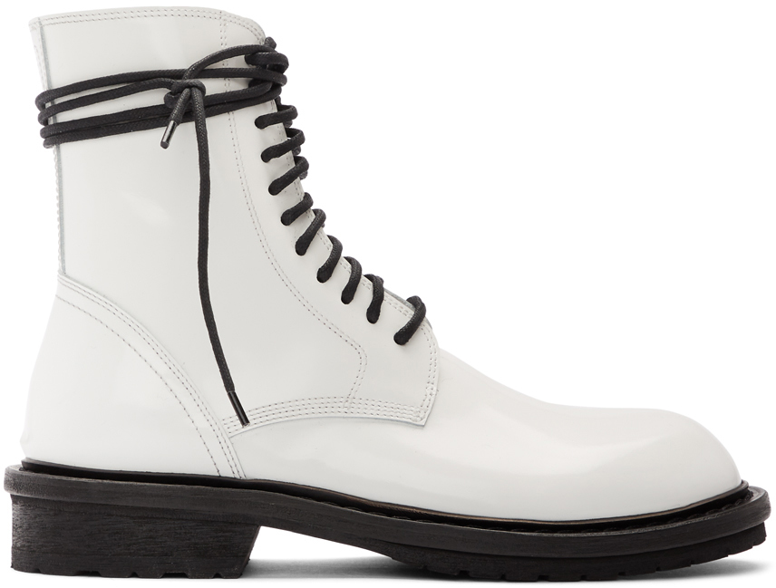 SSENSE Exclusive White Leather Lace-Up 
