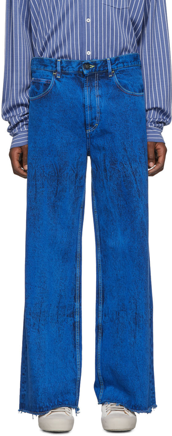 Marni: Blue Overdyed Bleached Jeans | SSENSE