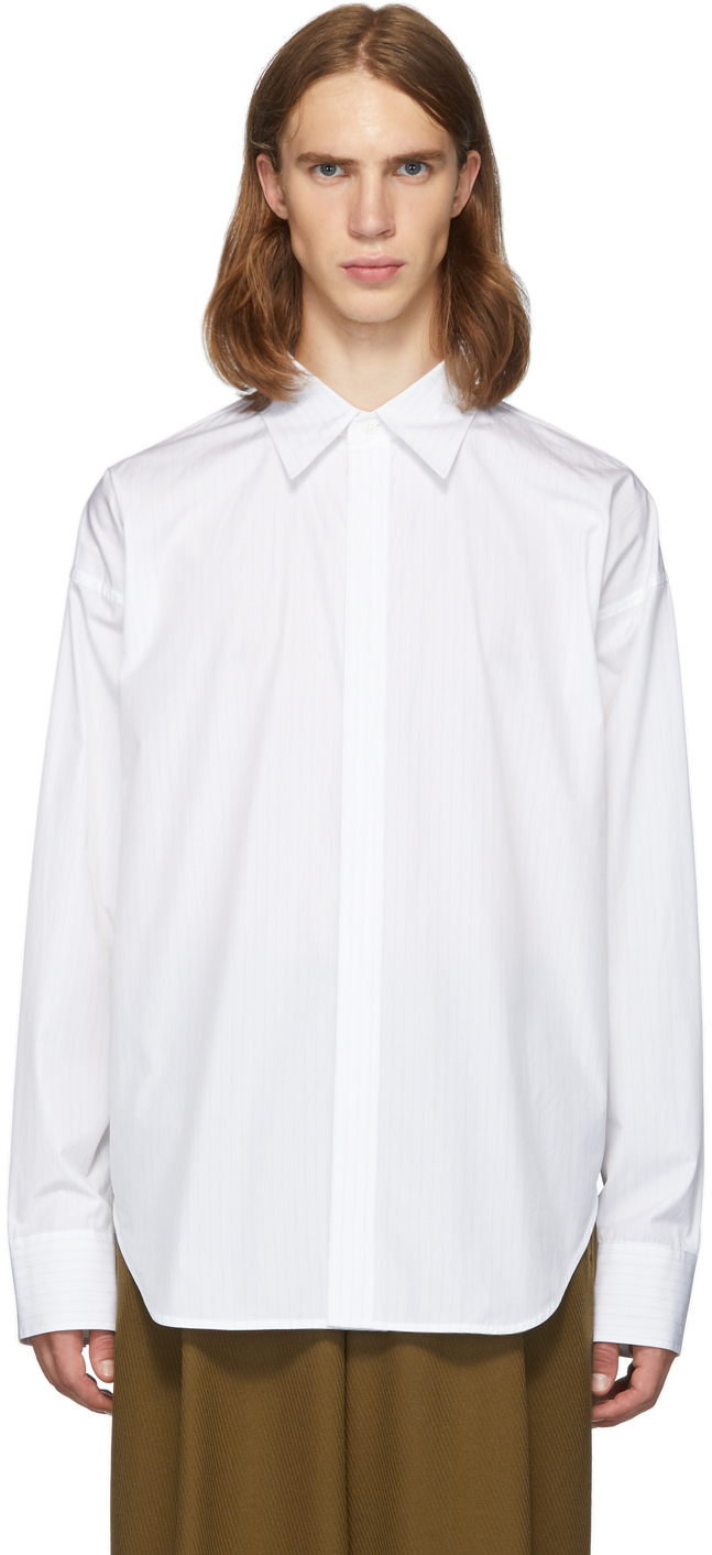 Marni: White Pinstripe Shirt | SSENSE