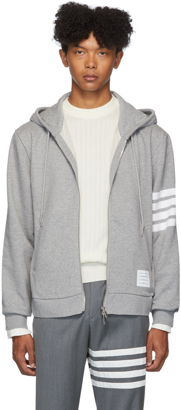 Thom Browne Grey 4Bar Half & Half Hoodie SSENSE