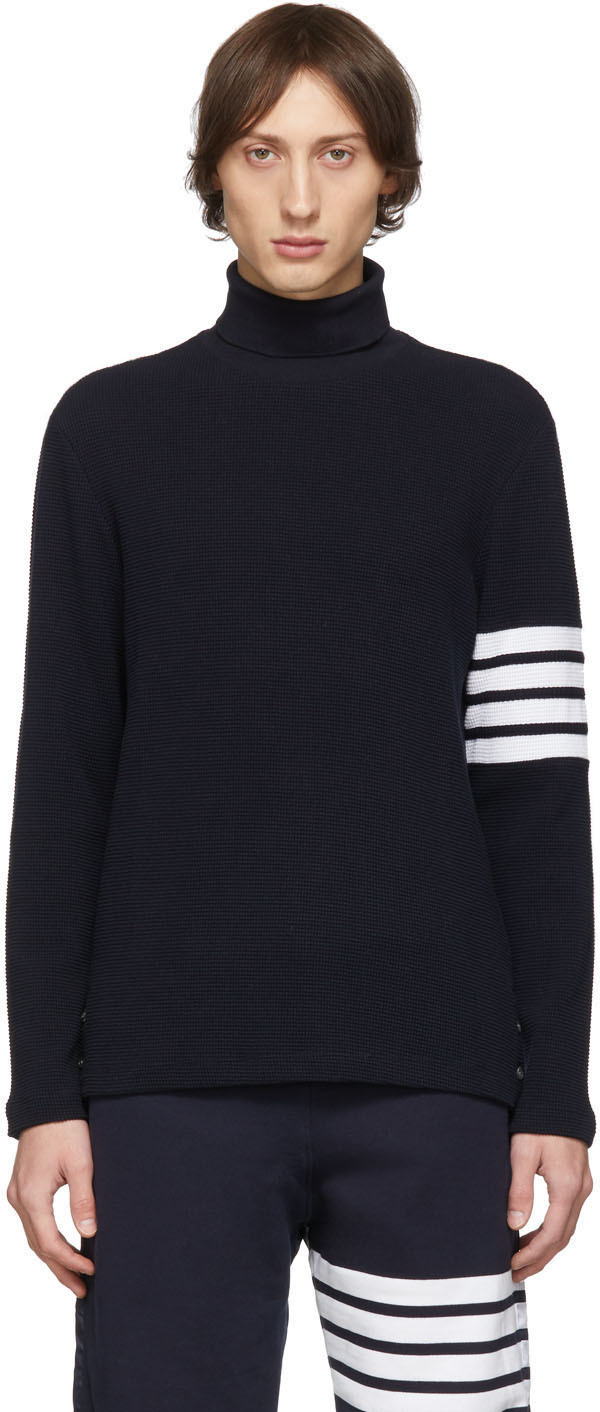 Thom Browne: Navy 4-Bar Waffle Knit 