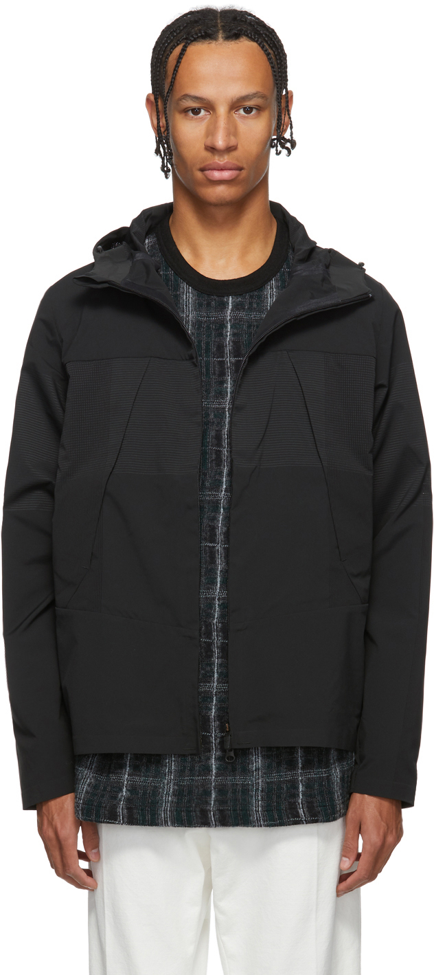 Descente ALLTERRAIN: Black Schematech Air Hooded Jacket | SSENSE Canada