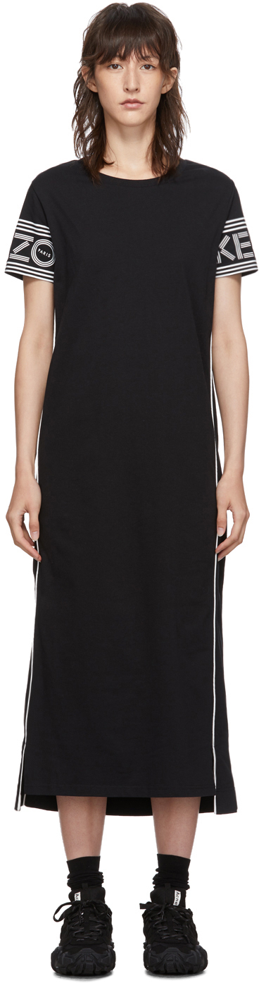 kenzo black midi sport t-shirt dress