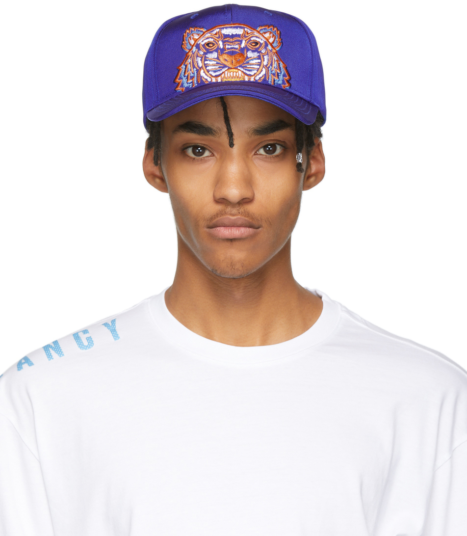 Kenzo: Blue Canvas Tiger Cap | SSENSE