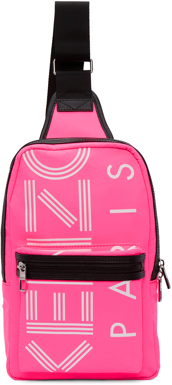 Kenzo Pink Crew Logo Crossbody Backpack SSENSE
