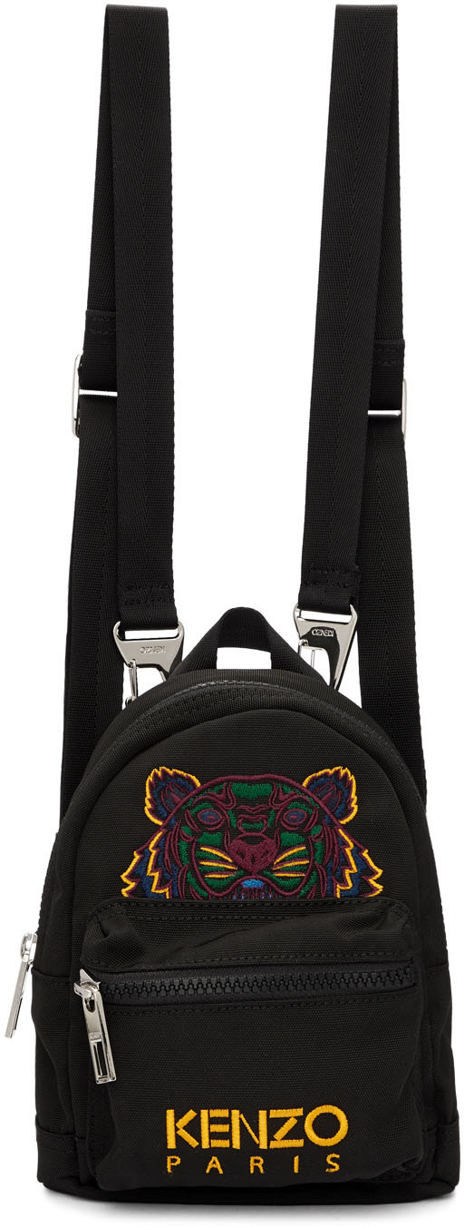 Kenzo Black Mini Canvas Backpack SSENSE
