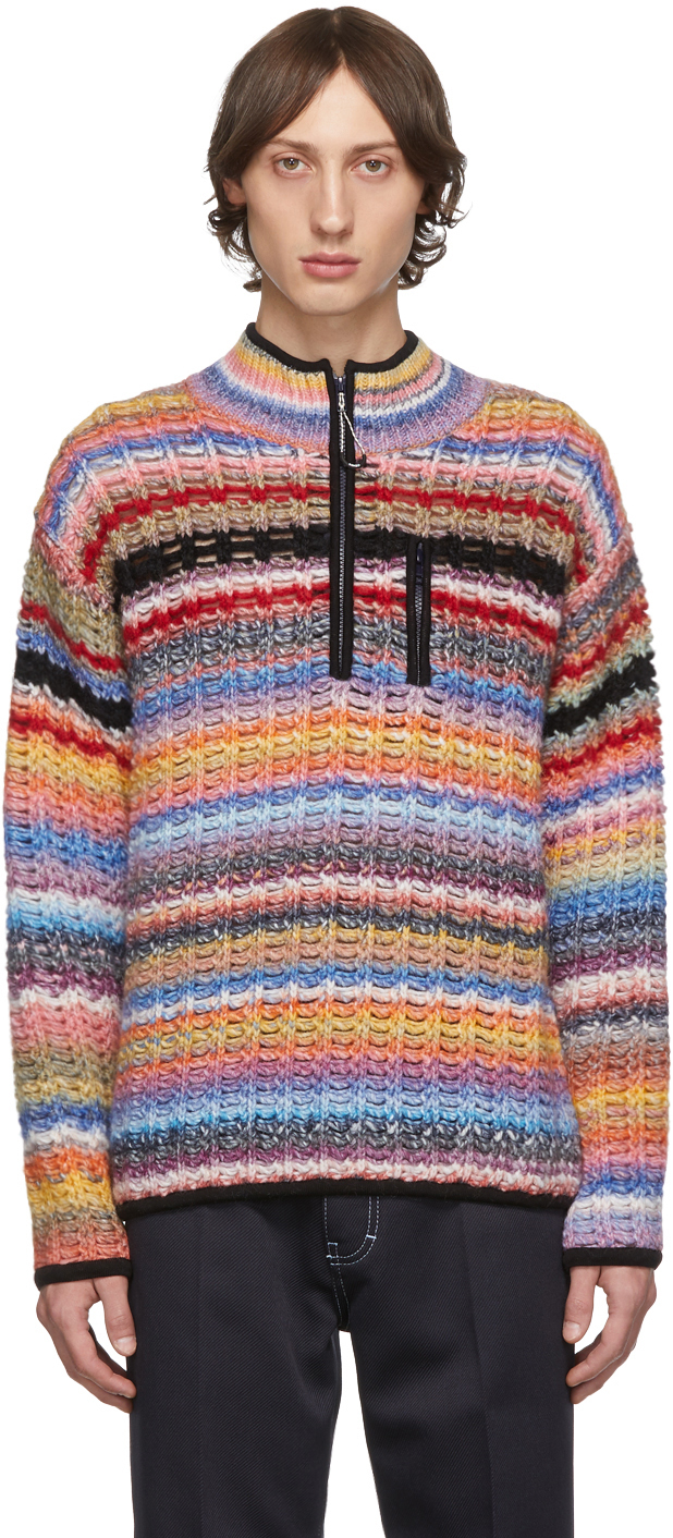 Kenzo: Multicolor Stripes Zip-Up Sweater | SSENSE