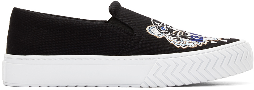 Kenzo: Black Tiger K-Skate Slip-On Sneakers | SSENSE