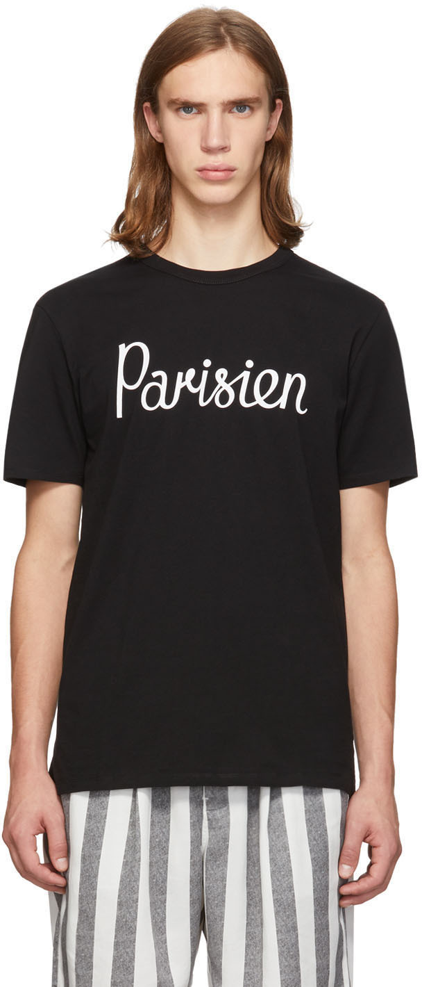Maison Kitsuné: Black 'Parisien' T-Shirt | SSENSE Canada