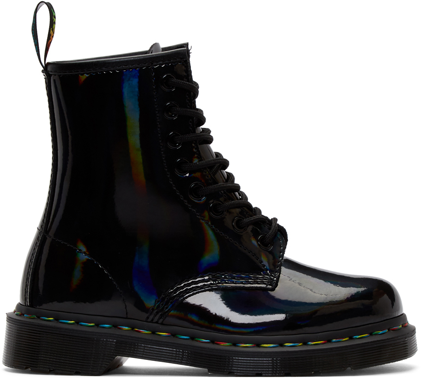 Dr. Martens Black Iridescent Rainbow 1460 Boots SSENSE UK