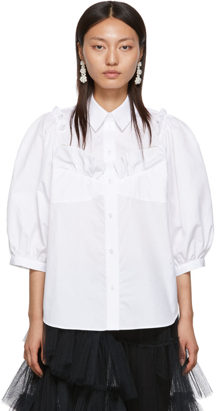 Simone Rocha: White Beaded Bustier Boy Shirt | SSENSE