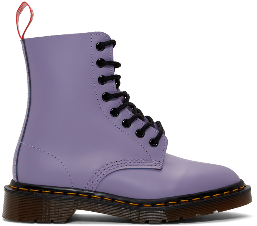 purple dr martens shoes