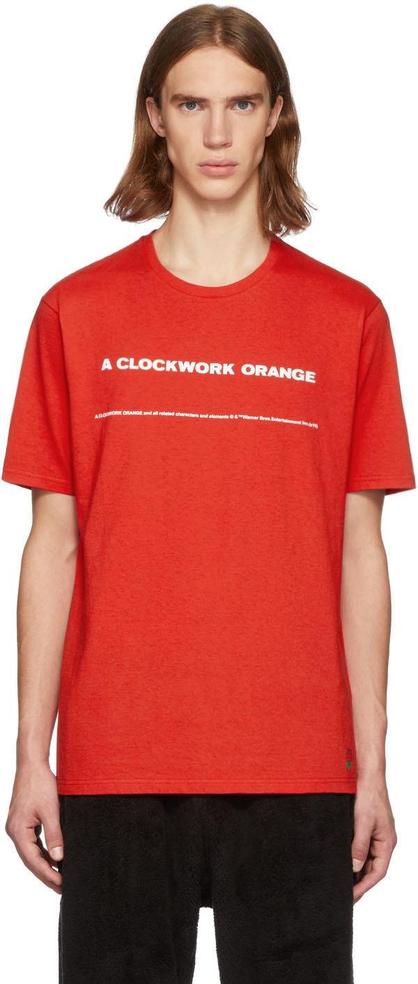 Undercover: Red 'A Clockwork Orange' Print T-Shirt | SSENSE Canada