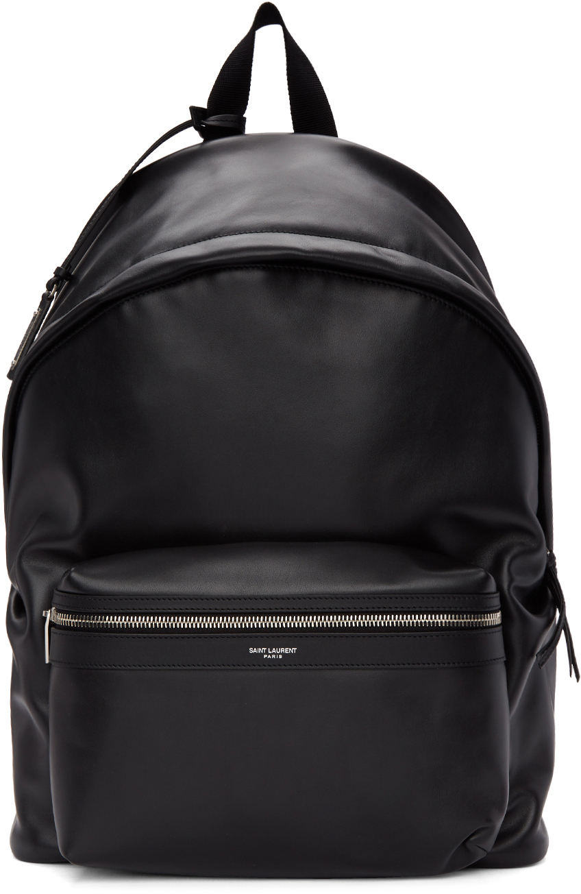 Saint Laurent: Black Matte City Backpack | SSENSE Canada