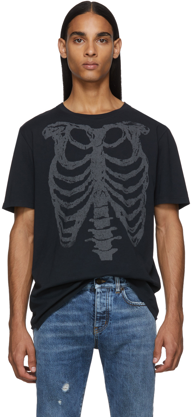Saint Laurent ブラック スケルトン T シャツ SSENSE 日本
