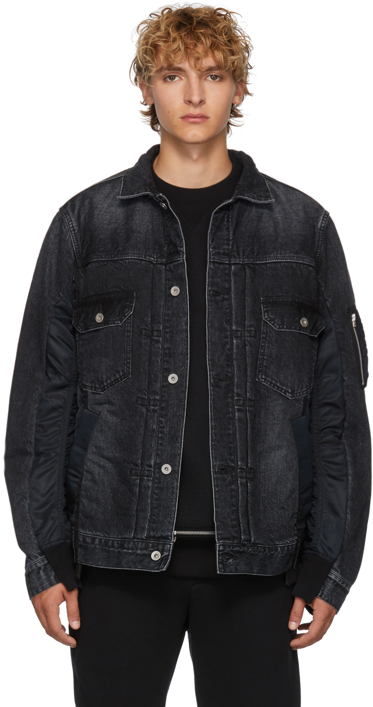 sacai: Black Denim Jacket | SSENSE UK