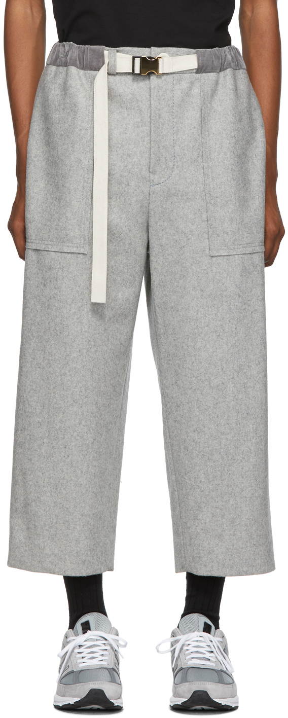 sacai: Grey Melton Pants | SSENSE