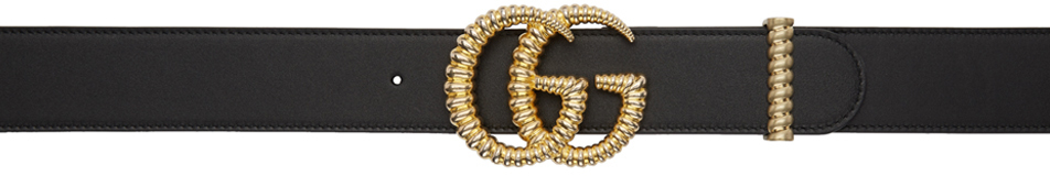 Gucci: Black Leather Torchon GG Belt | SSENSE
