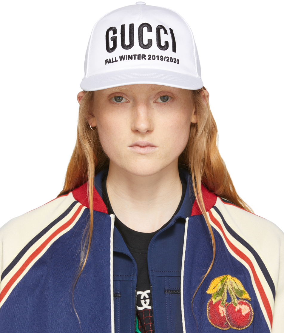 præst lade som om vejr Gucci: White Logo Embroidery Baseball Cap | SSENSE