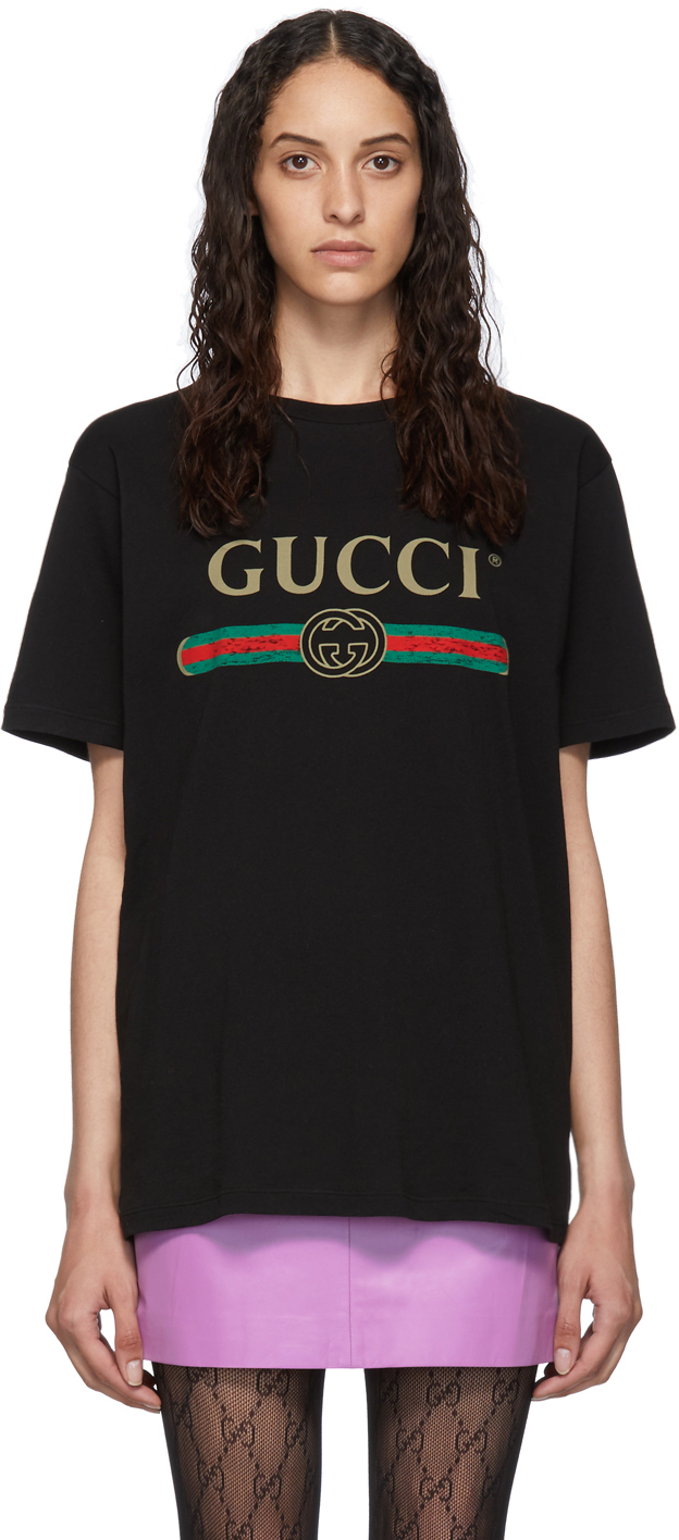 Gucci: Black Vintage T-Shirt | SSENSE Canada