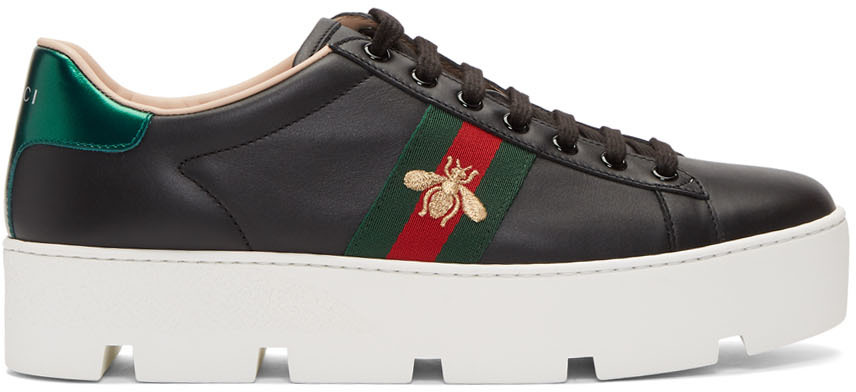 Gucci: Black Ace Platform Sneakers | SSENSE