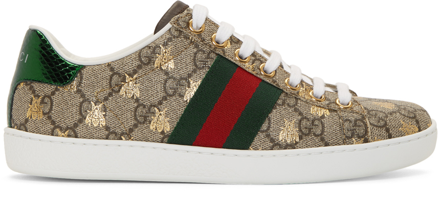 Gucci: Beige GG Supreme Ace Bee Sneakers | SSENSE